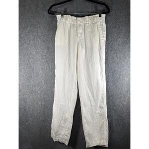London Jean Pants Womens 4 White Linen Straight Leg Boho‎ Lagenlook Resort